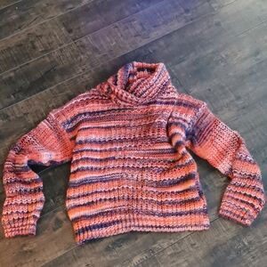 Elsamanda made in Itlay Striped Turtleneck Sweater in Pink and Purple